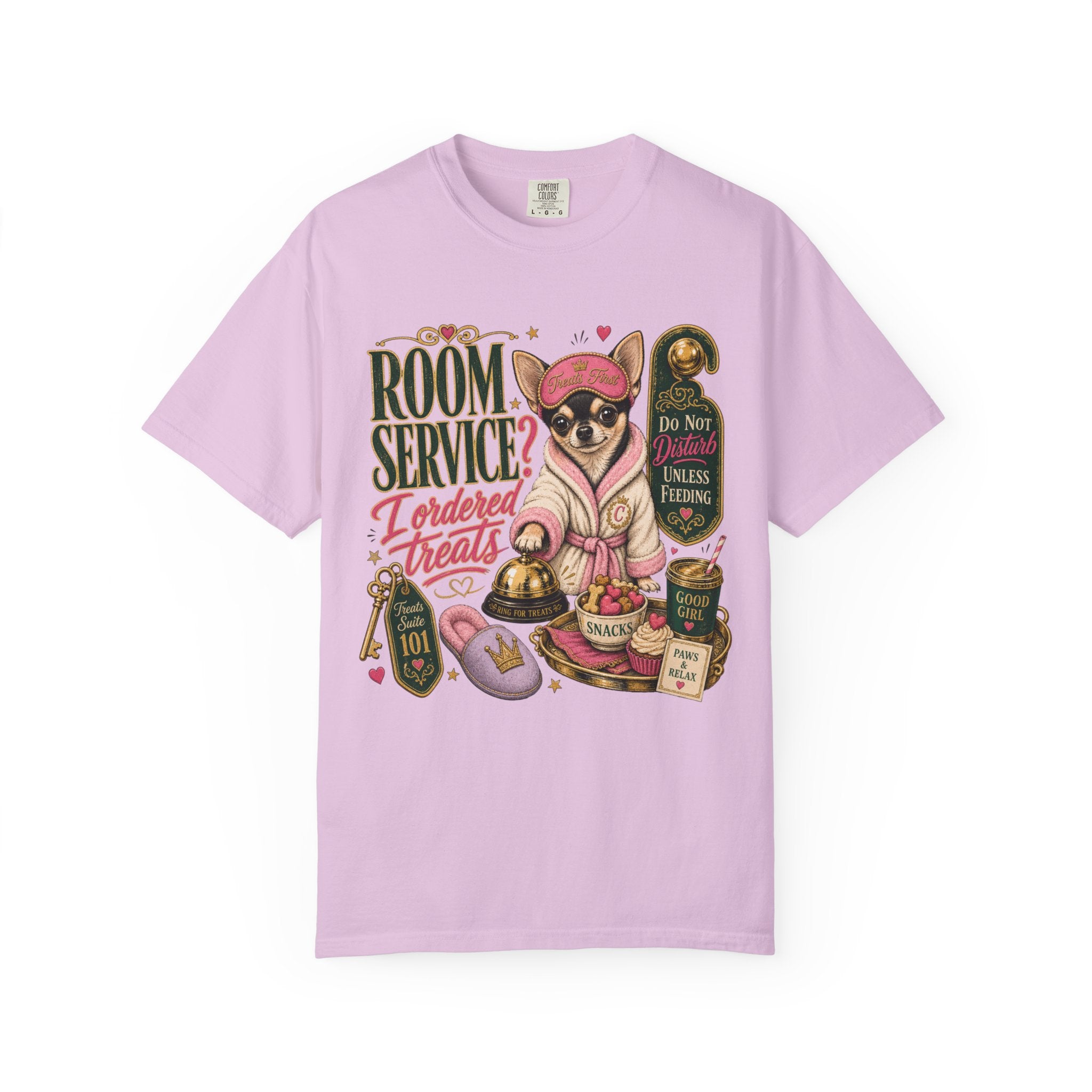 Room Service Treats T‑Shirt — Cute French Bulldog in Robe Graphic Tee