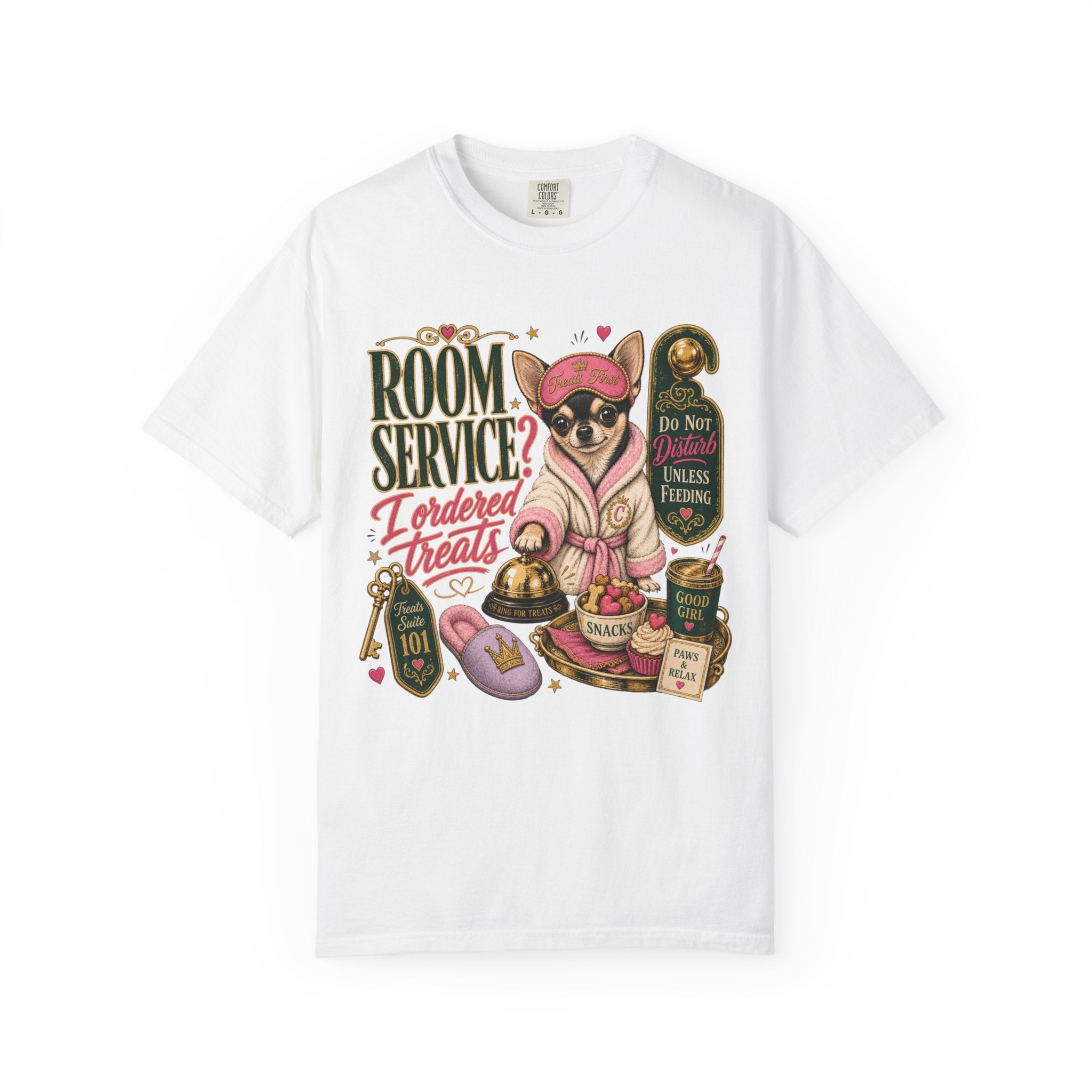 Room Service Treats T‑Shirt — Cute French Bulldog in Robe Graphic Tee