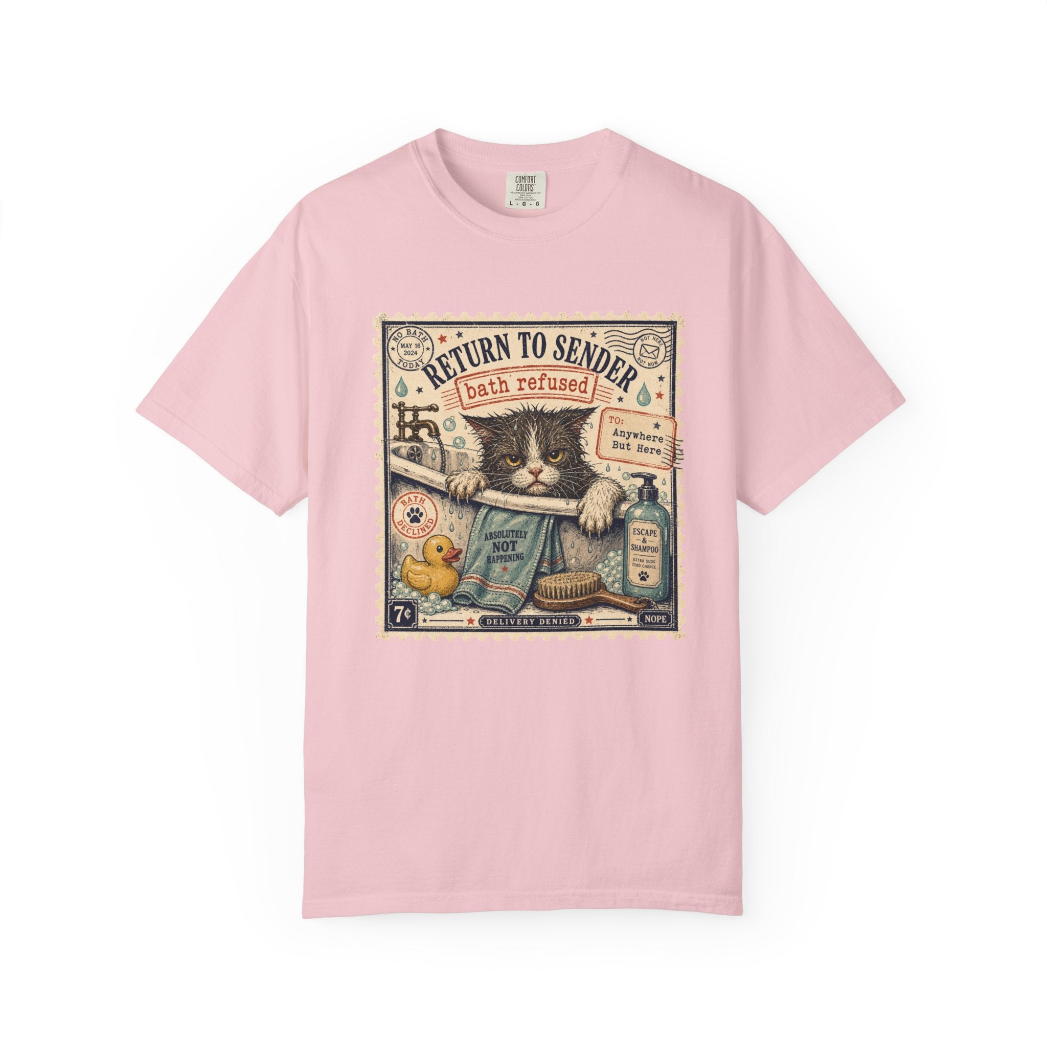 Cat 'Return to Sender - Bath Refused' Vintage Graphic T-Shirt