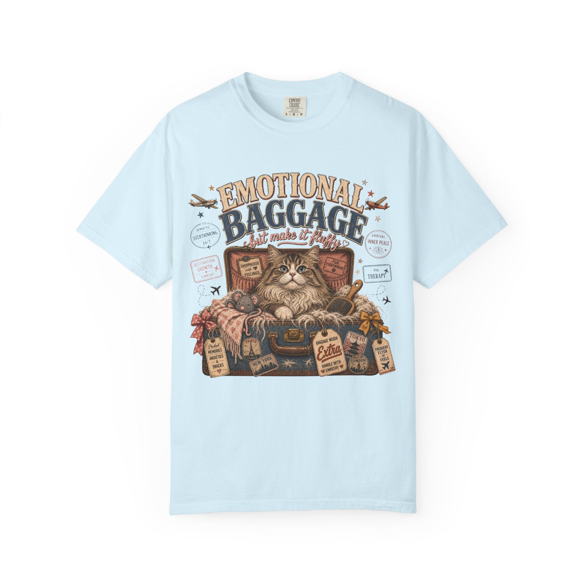 T-Shirt — 'Emotional Baggage' Cat Graphic Tee
