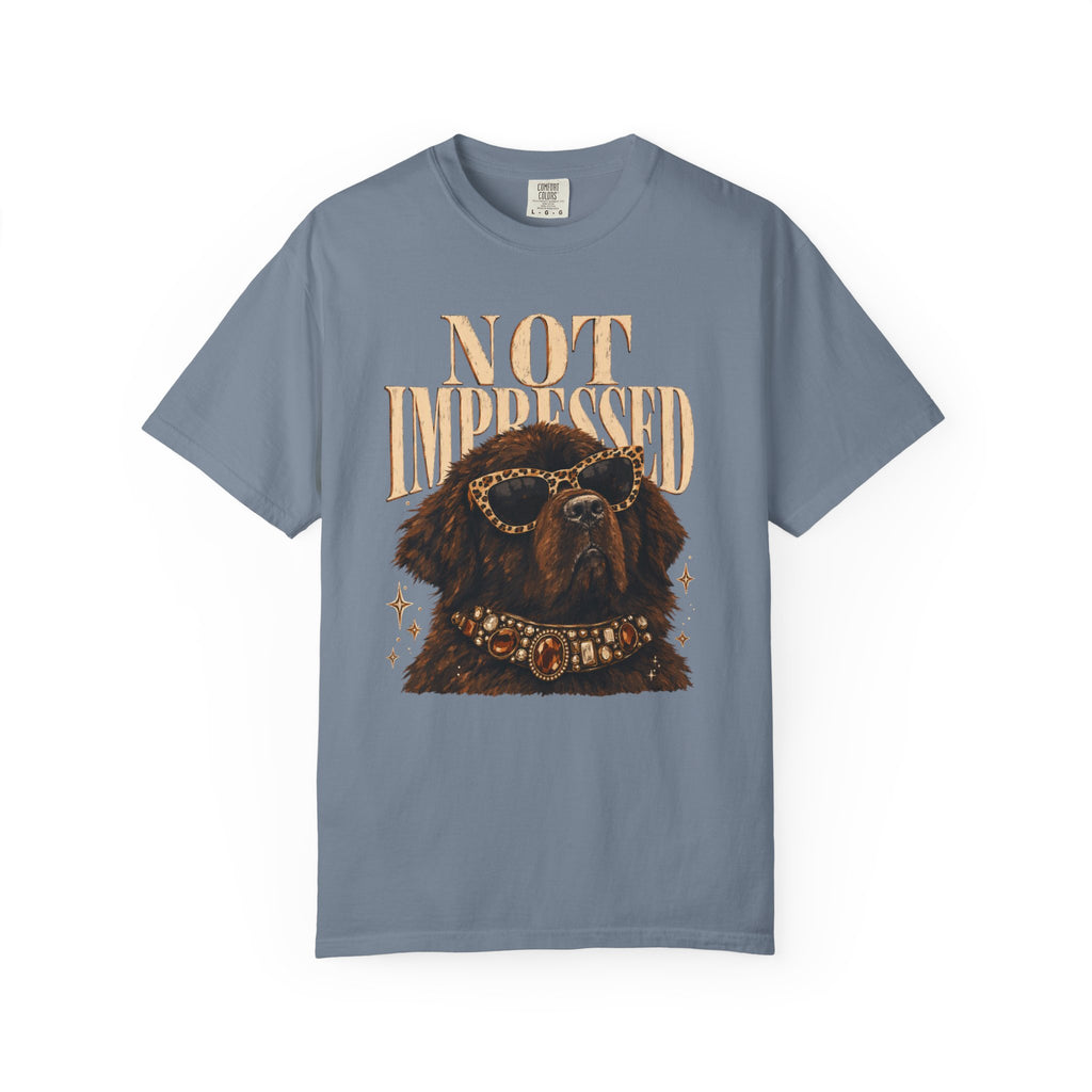 Not Impressed Dog T-Shirt — Graphic Tee with Cool Newfoundland Illustration