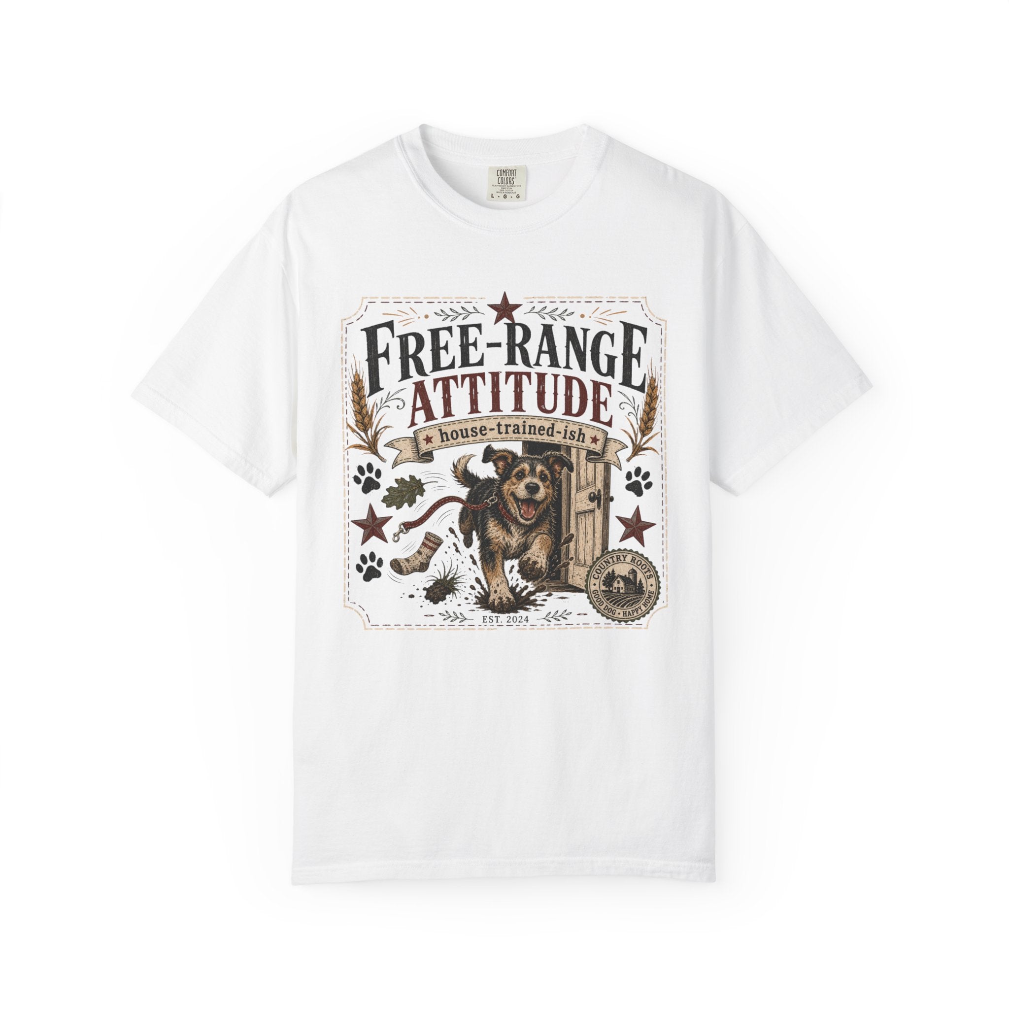 Free-Range Attitude Dog T-Shirt — 'House-Trained-ish' Graphic Tee