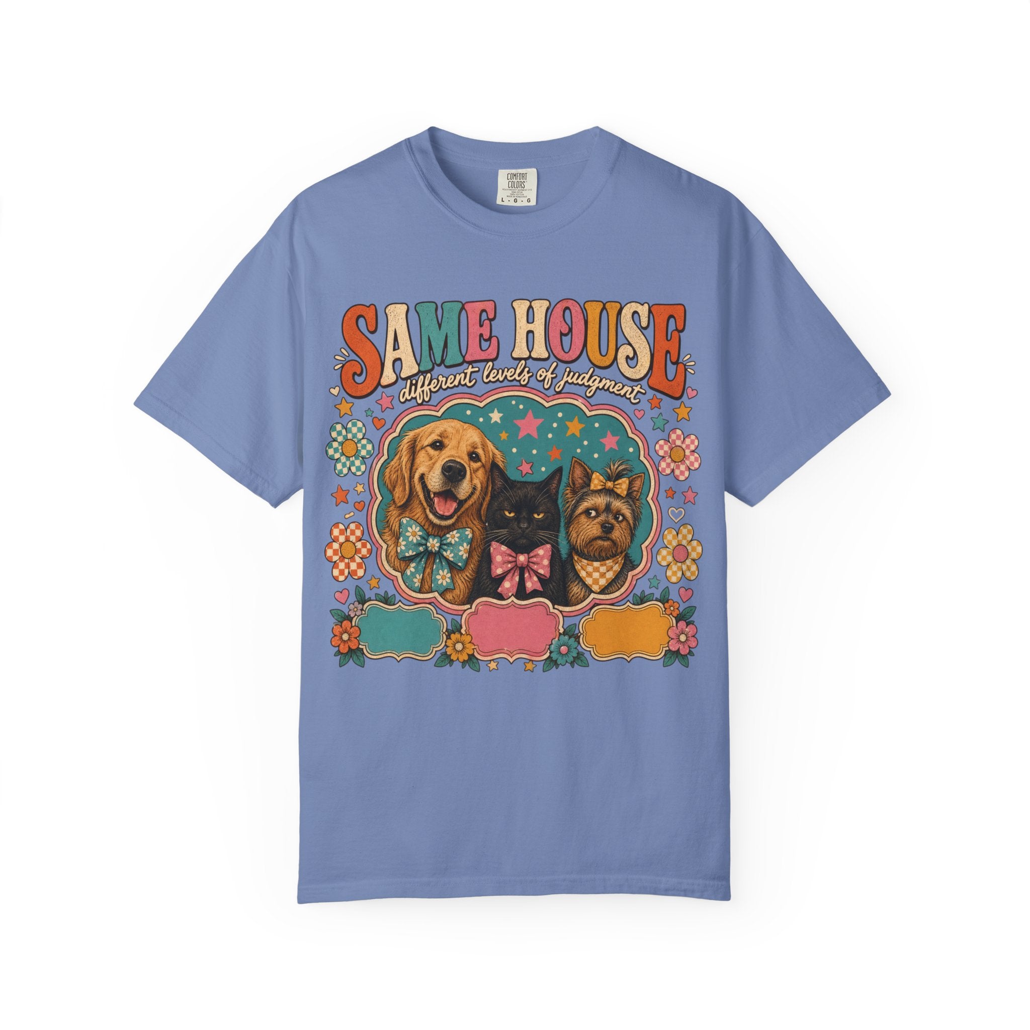 Same House Pets T-Shirt — Retro Floral Dog & Cat Graphic Tee