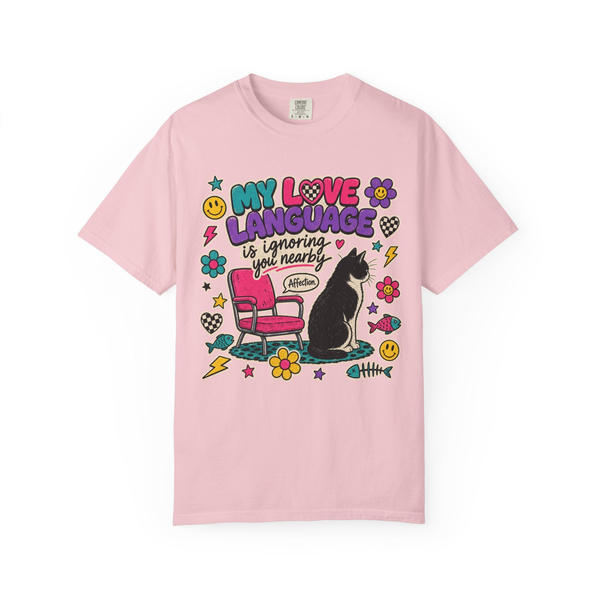 Cat Lover T-Shirt — "My Love Language Is Ignoring You Nearby" Cute Retro Graphic Tee
