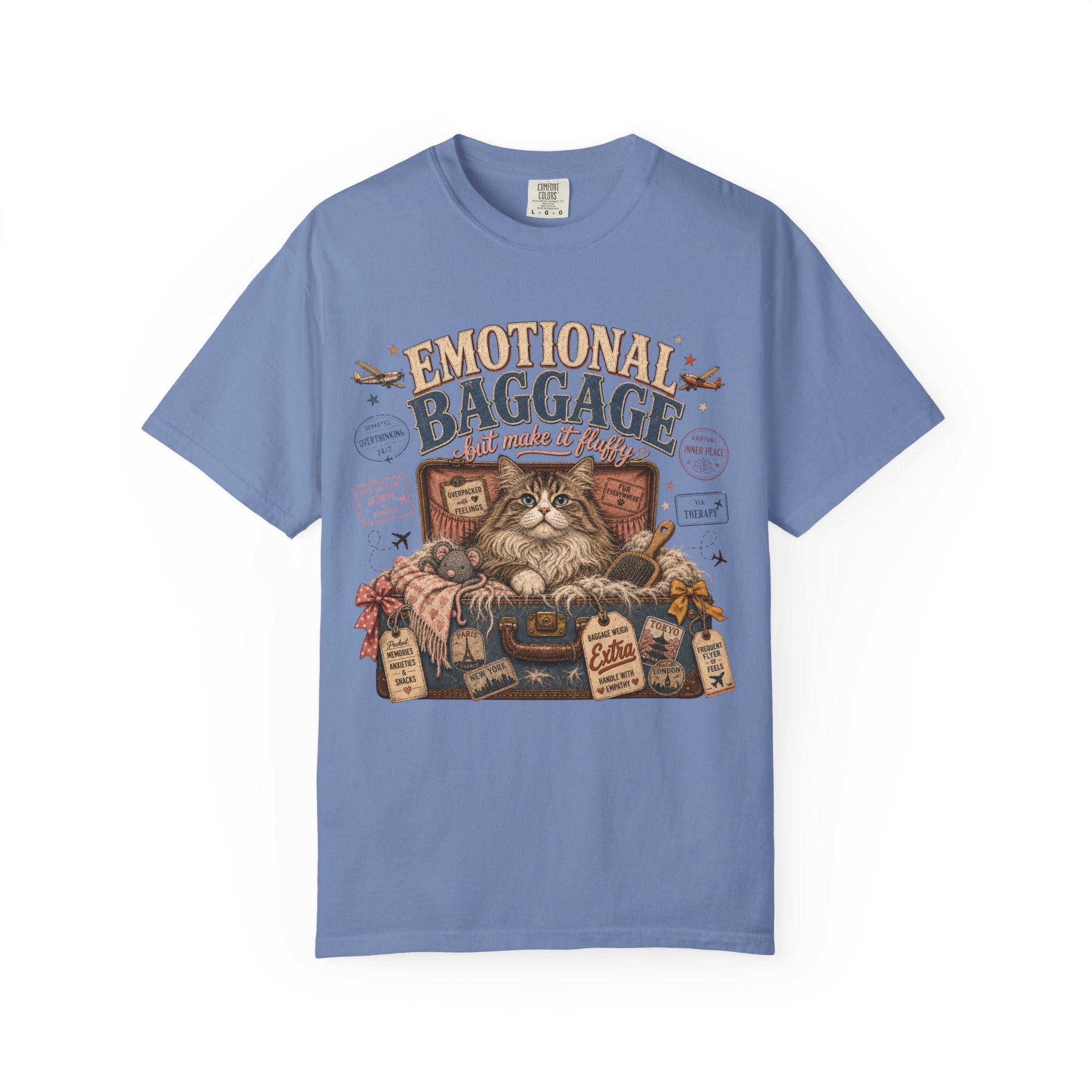 T-Shirt — 'Emotional Baggage' Cat Graphic Tee