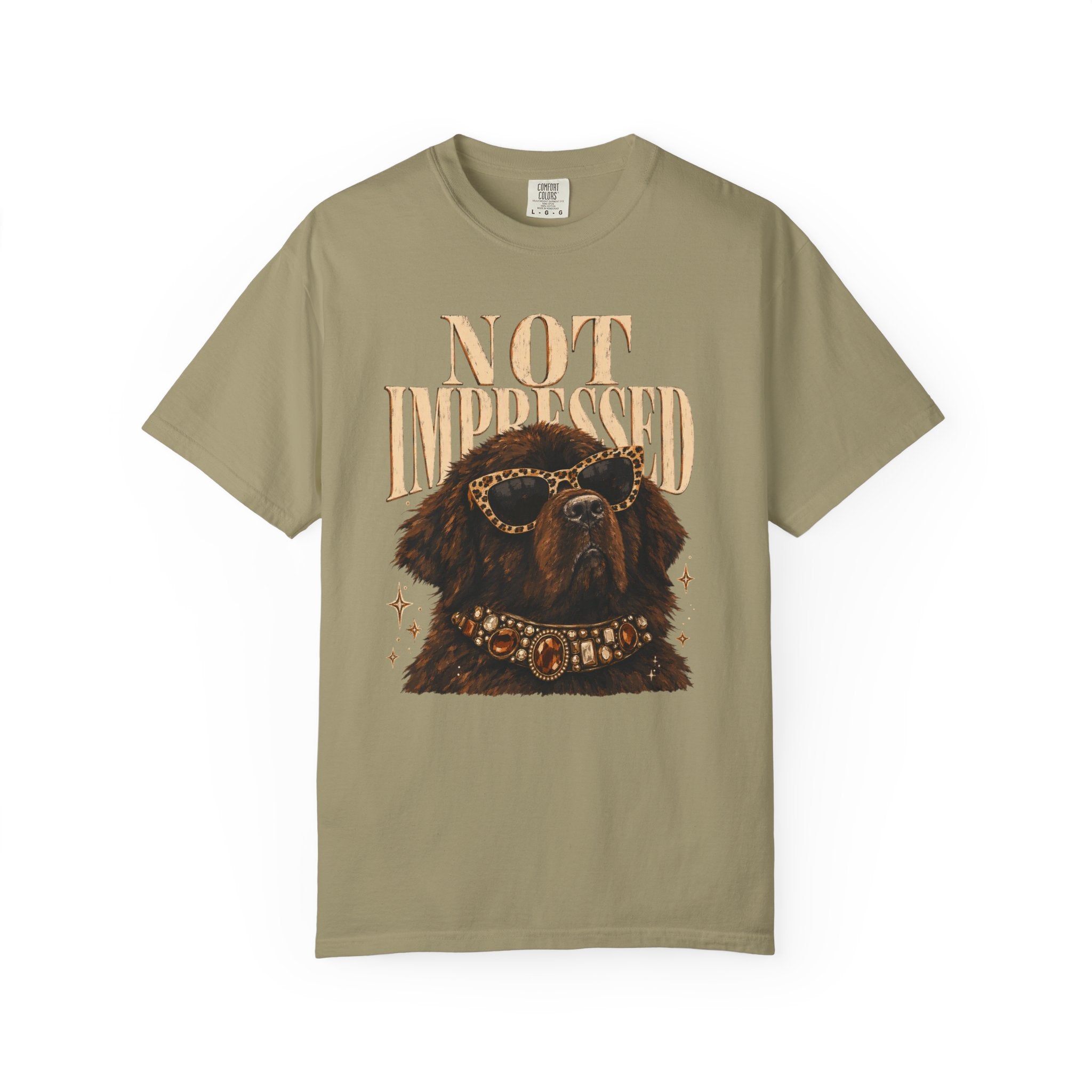 Not Impressed Dog T-Shirt — Graphic Tee with Cool Newfoundland Illustration