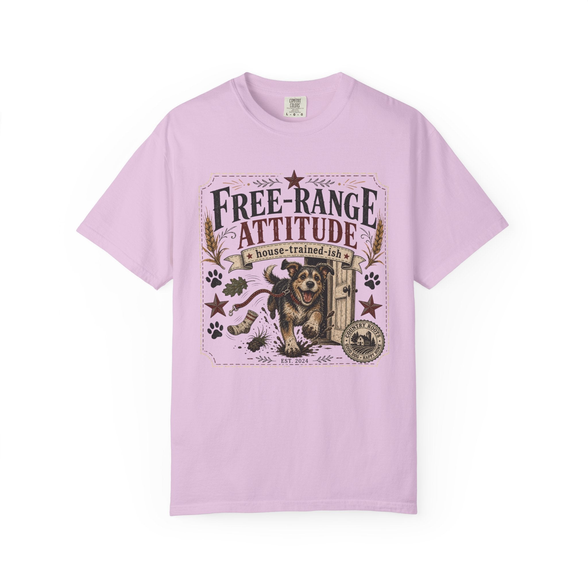 Free-Range Attitude Dog T-Shirt — 'House-Trained-ish' Graphic Tee