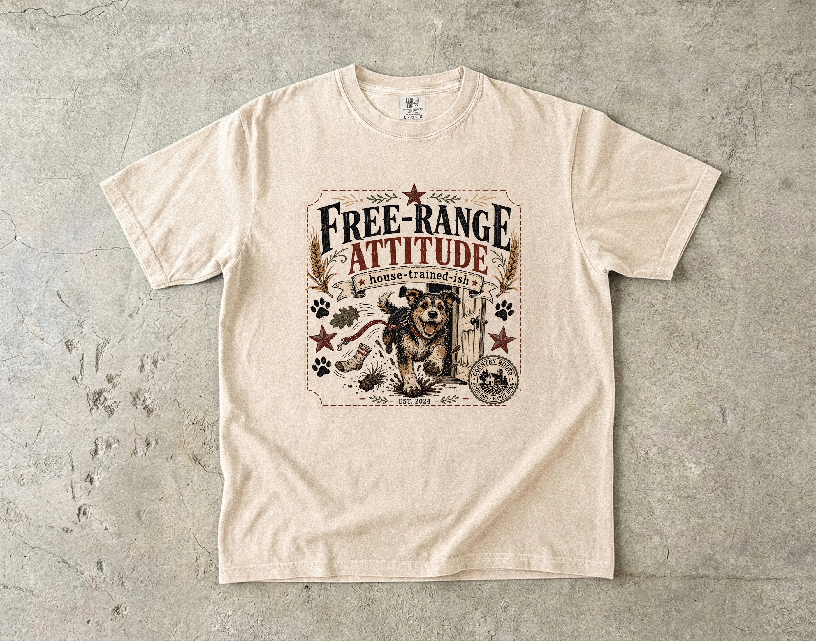 Free-Range Attitude Dog T-Shirt — 'House-Trained-ish' Graphic Tee