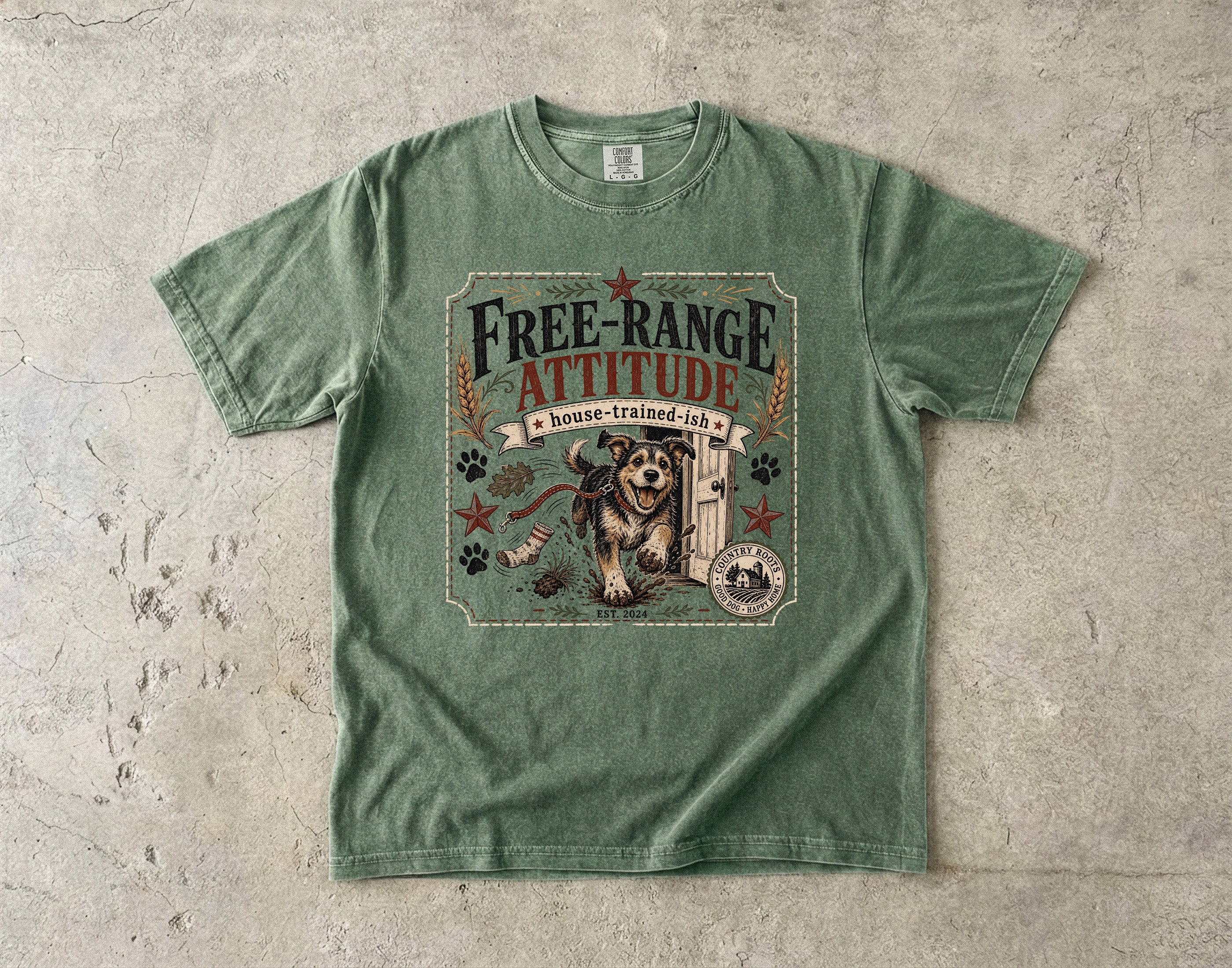 Free-Range Attitude Dog T-Shirt — 'House-Trained-ish' Graphic Tee