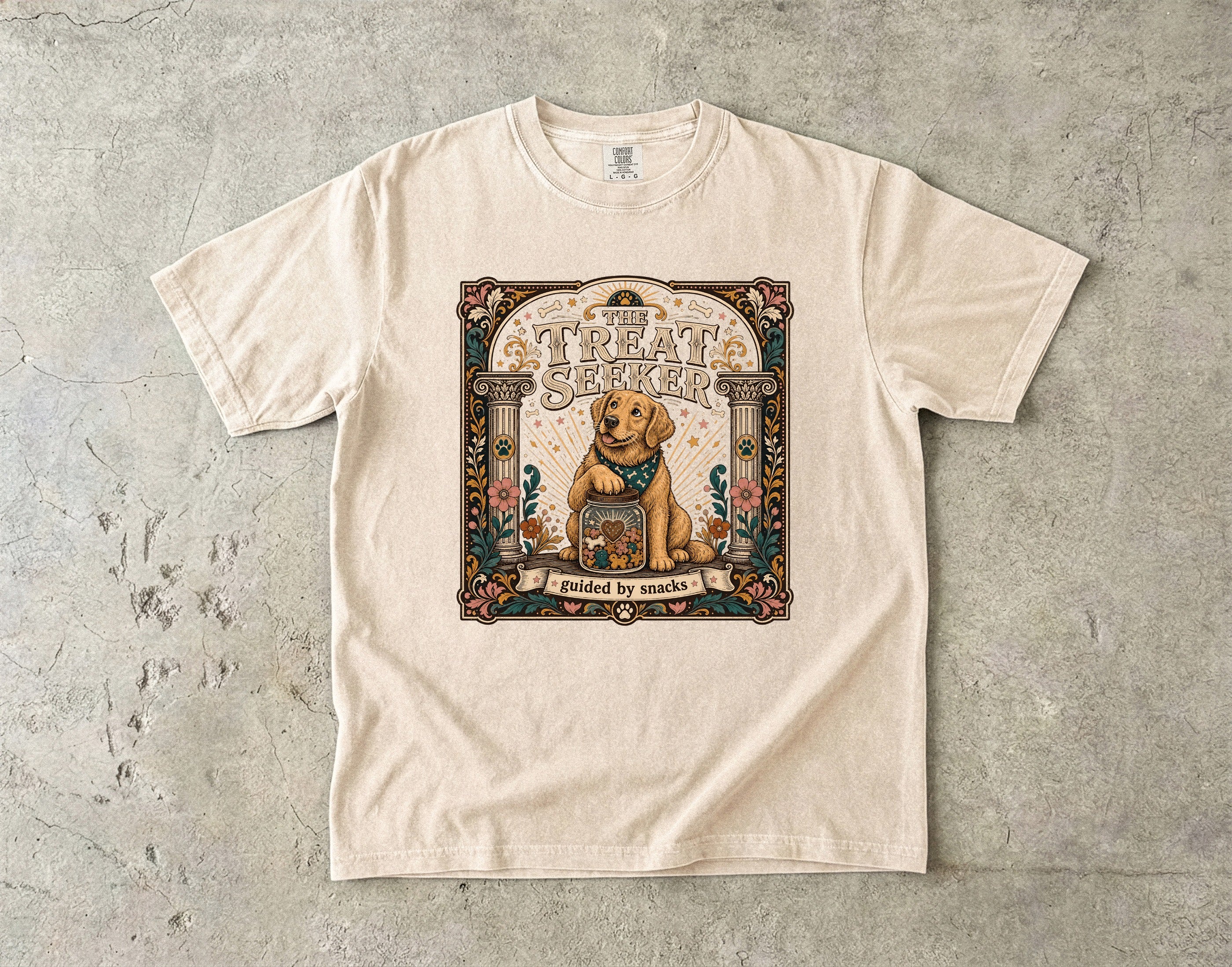 Treat Seeker T-Shirt — Cute Dog Graphic Tee "The Treat Seeker"