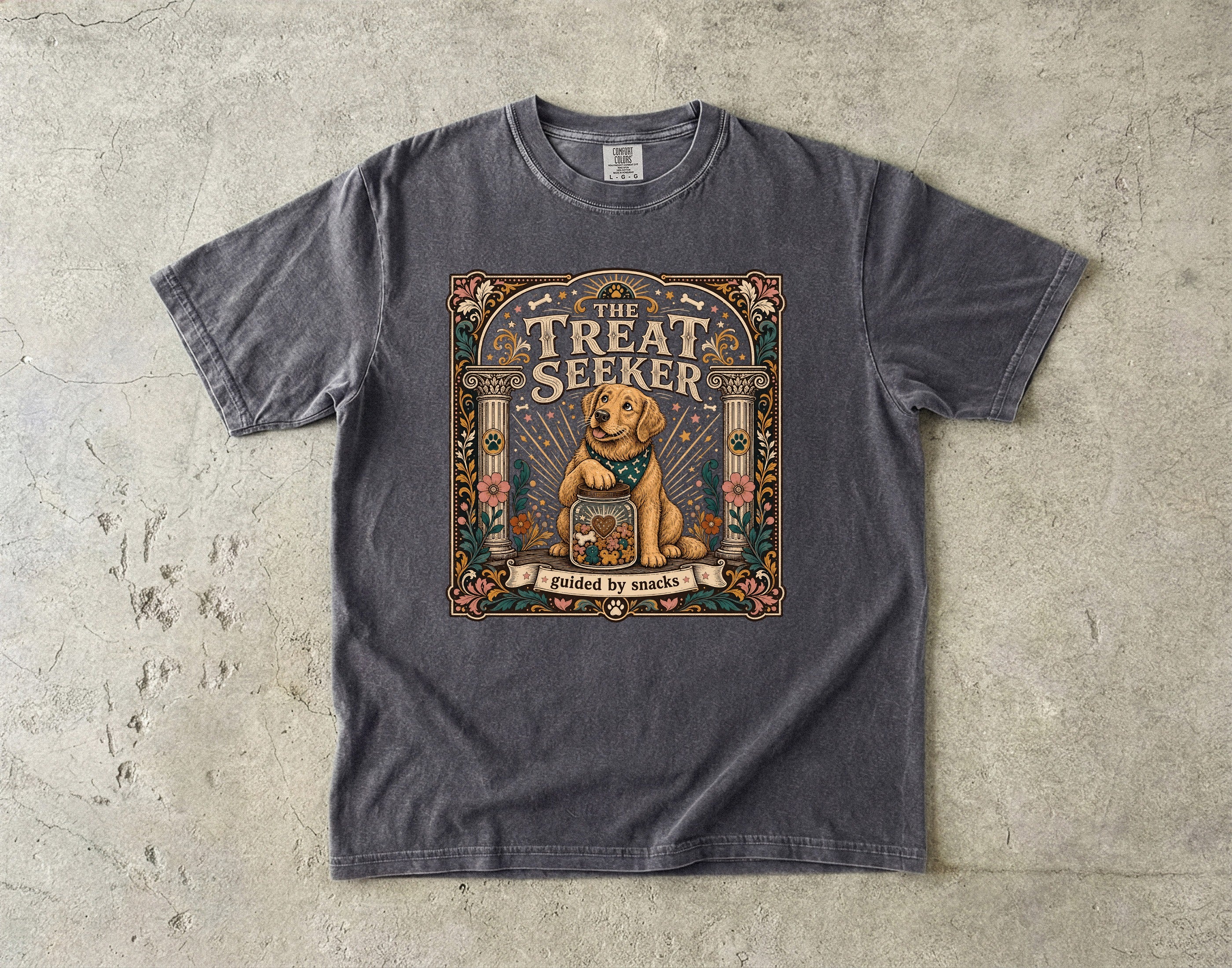 Treat Seeker T-Shirt — Cute Dog Graphic Tee "The Treat Seeker"