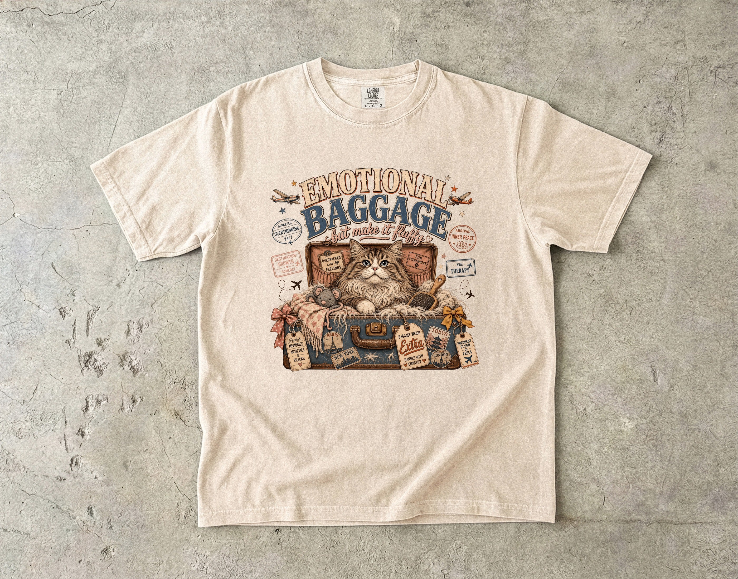 T-Shirt — 'Emotional Baggage' Cat Graphic Tee