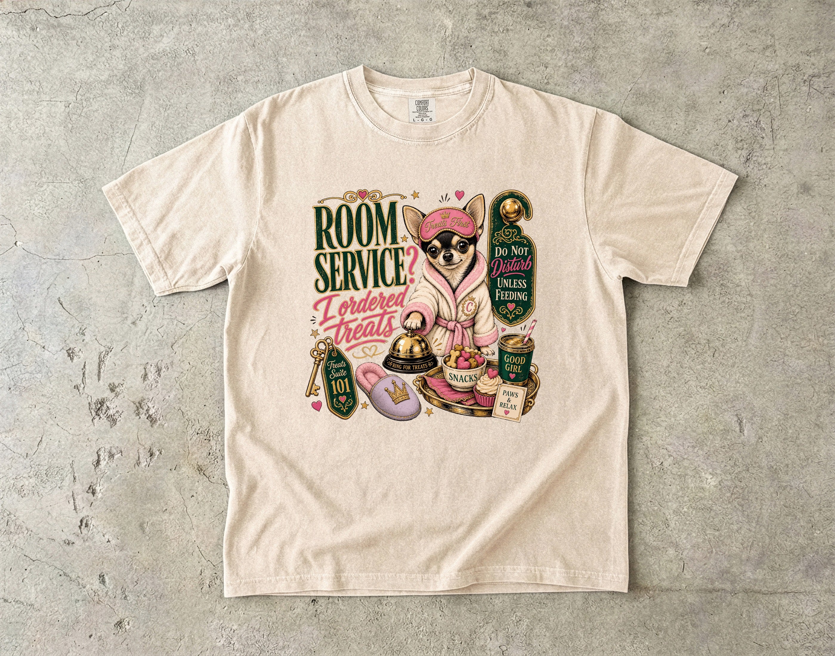 Room Service Treats T‑Shirt — Cute French Bulldog in Robe Graphic Tee