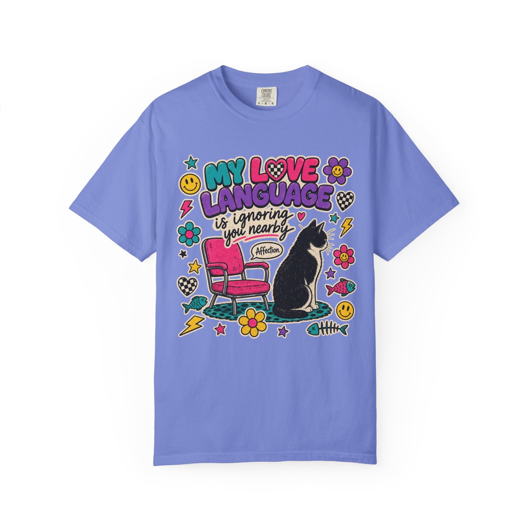 Cat Lover T-Shirt — "My Love Language Is Ignoring You Nearby" Cute Retro Graphic Tee