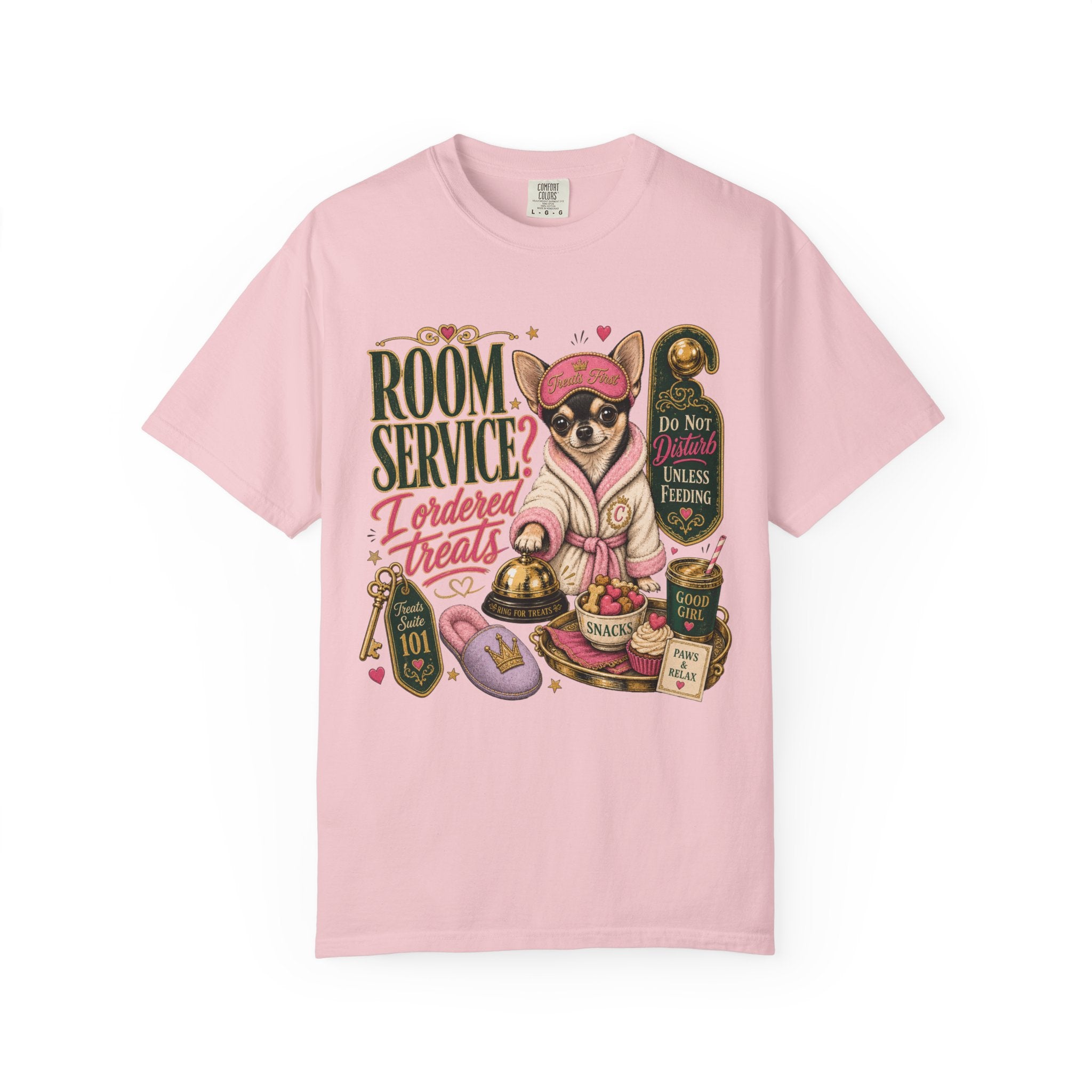 Room Service Treats T‑Shirt — Cute French Bulldog in Robe Graphic Tee