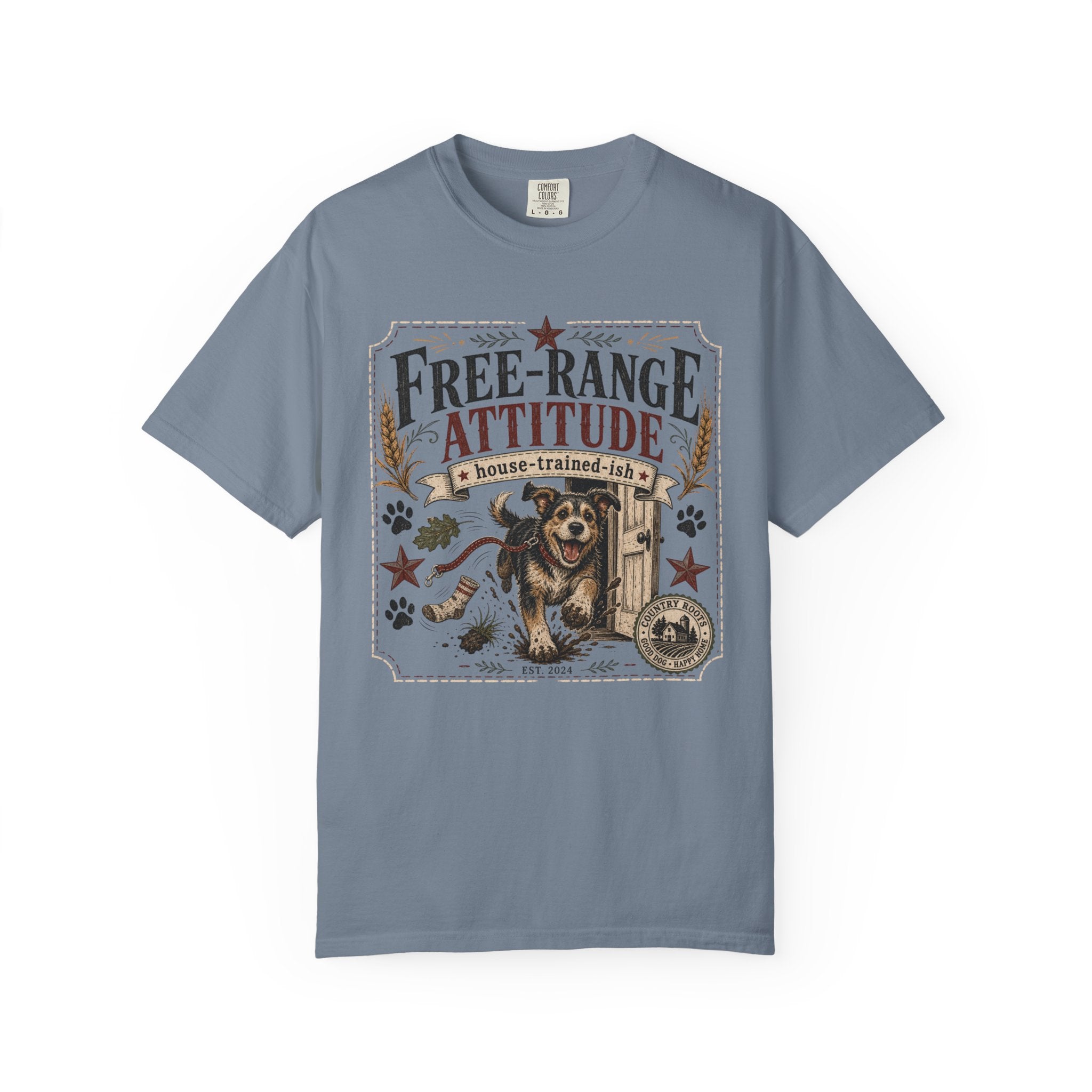 Free-Range Attitude Dog T-Shirt — 'House-Trained-ish' Graphic Tee