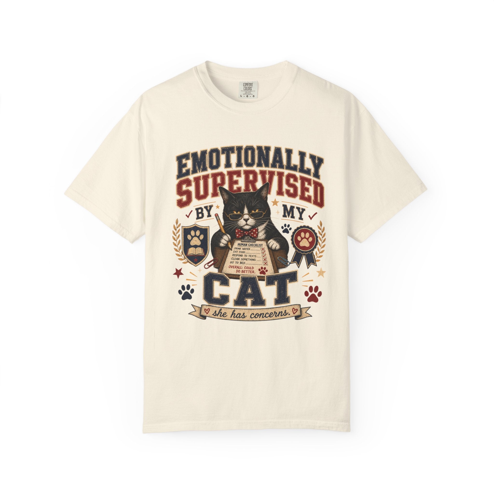 Emotionally Supervised by My Cat T-Shirt — Funny Cat Lover Tee