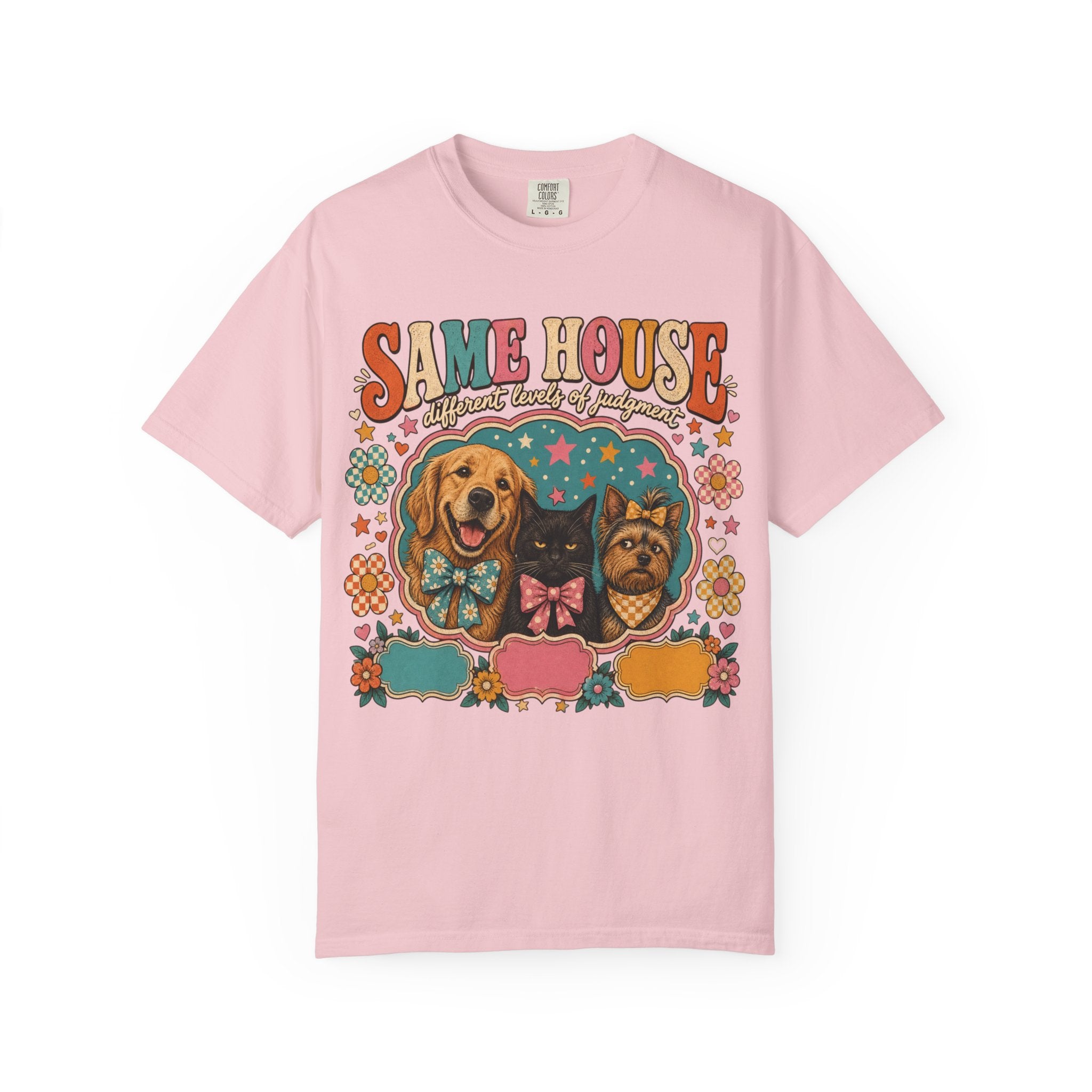 Same House Pets T-Shirt — Retro Floral Dog & Cat Graphic Tee