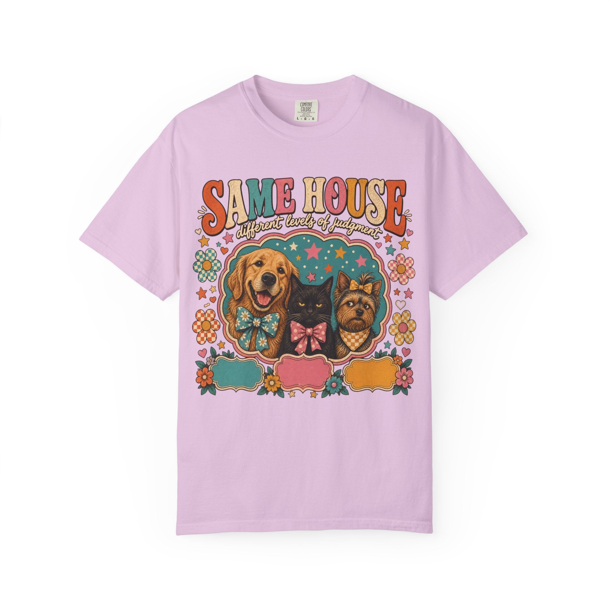 Same House Pets T-Shirt — Retro Floral Dog & Cat Graphic Tee