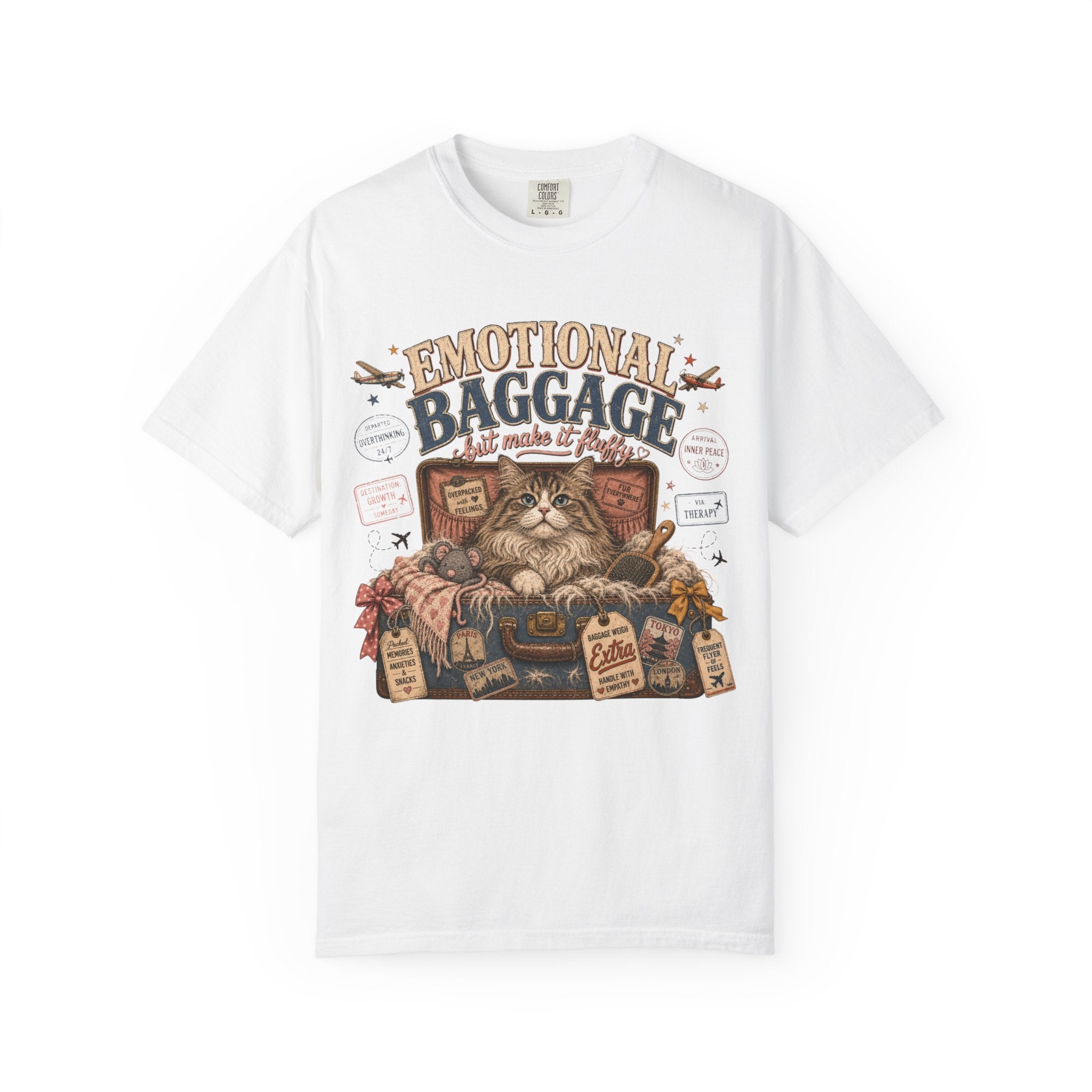 T-Shirt — 'Emotional Baggage' Cat Graphic Tee