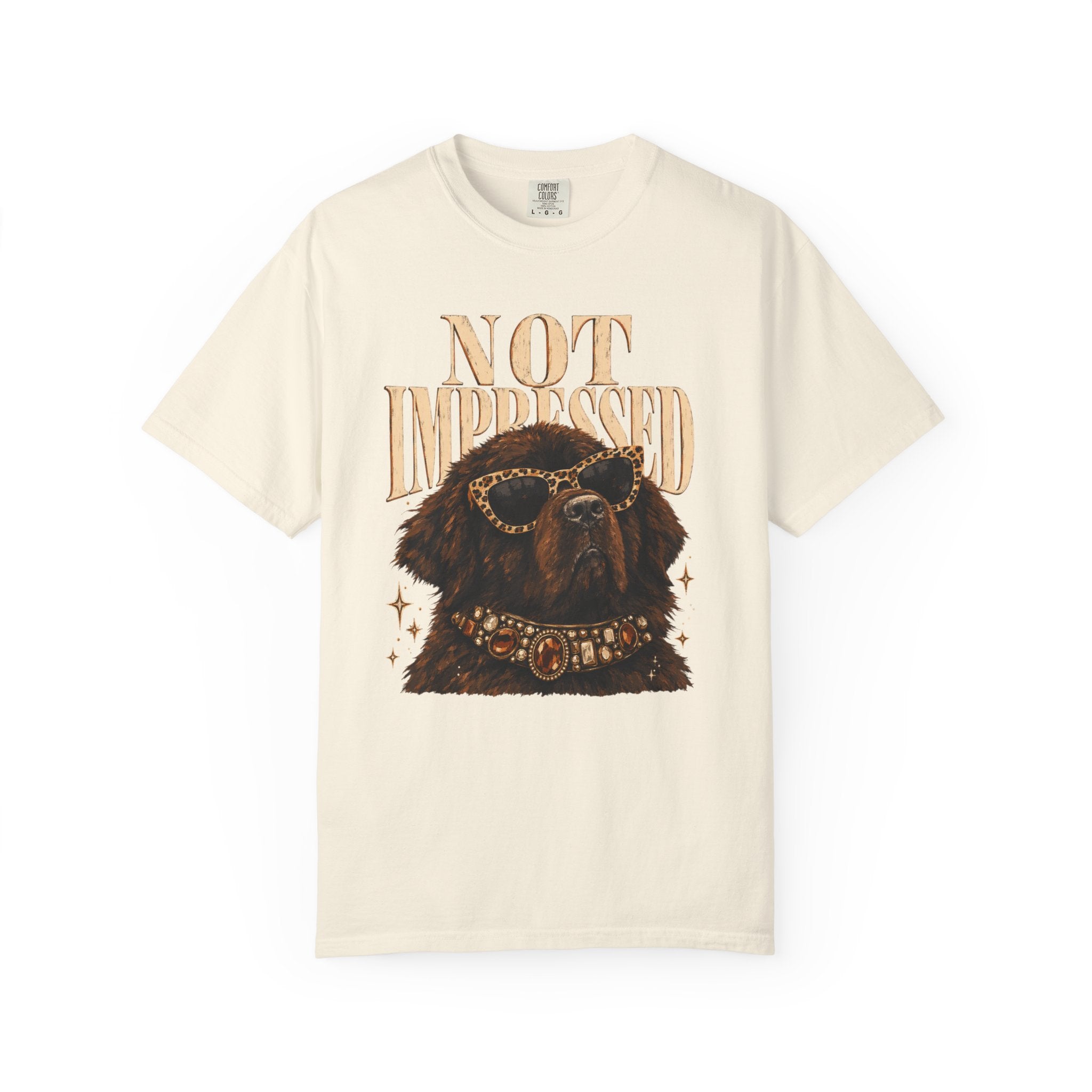 Not Impressed Dog T-Shirt — Graphic Tee with Cool Newfoundland Illustration
